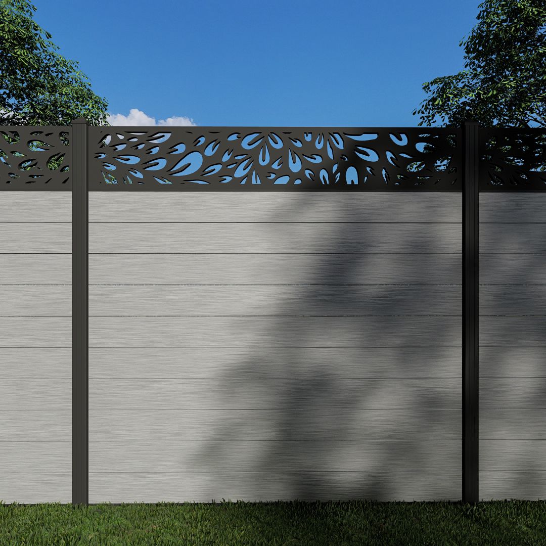 Composite Fence Panels with N°4 30cm Screen (Inc Aluminium Posts