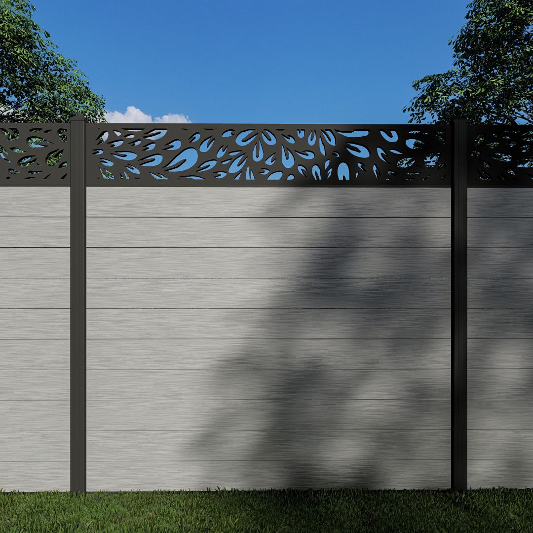 Composite Fence Panels with N°4 30cm Screen (Inc Aluminium Posts)