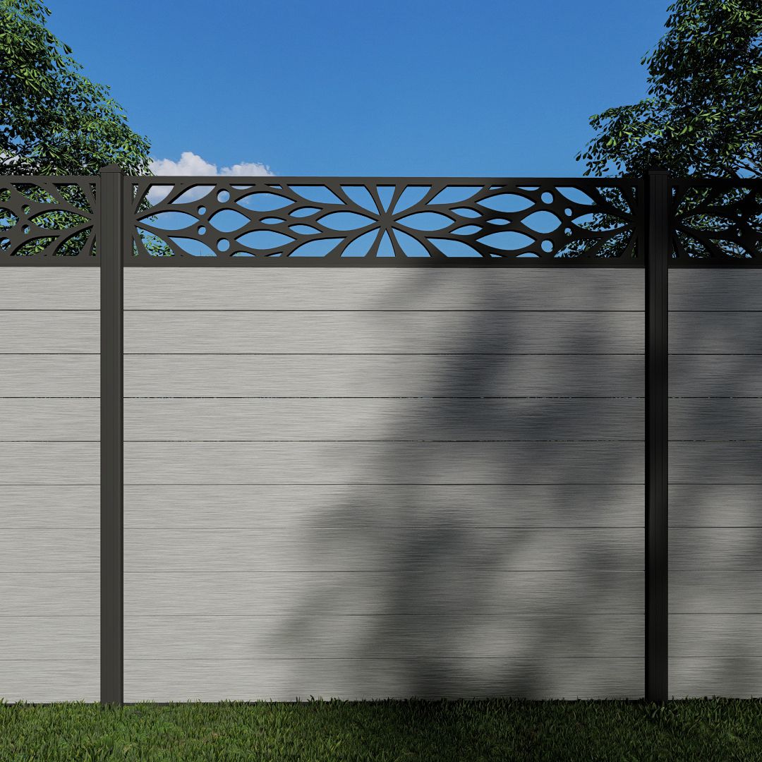 Composite Fence Panels with N°5 30cm Screen (Inc Aluminium Posts)