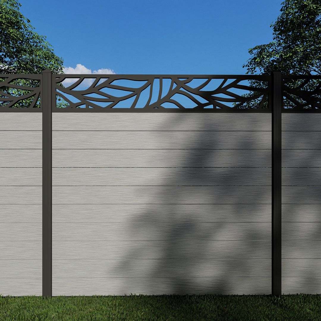 Composite Fence Panels with N°41 30cm Screen (Inc Aluminium Posts)