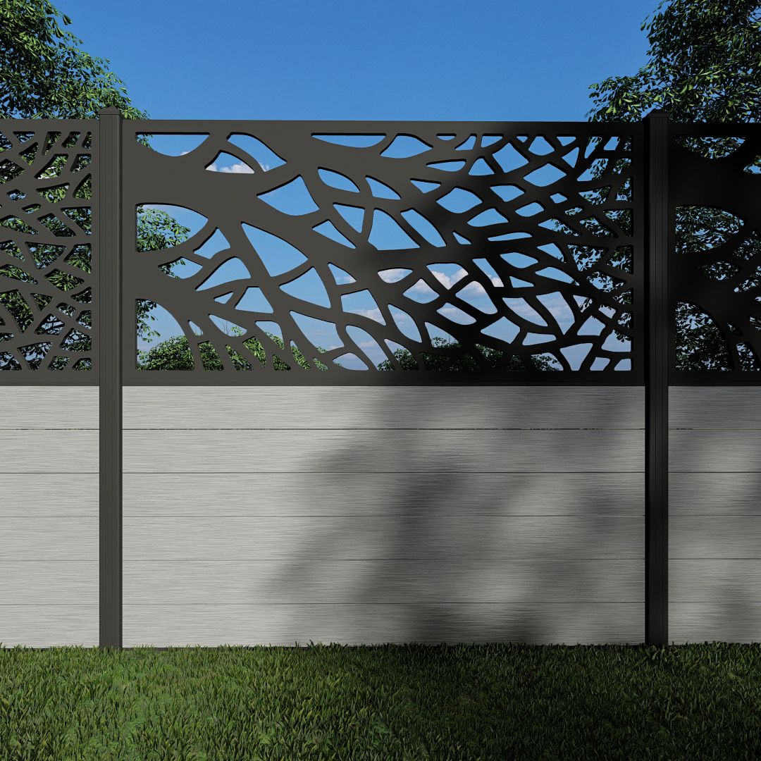 Composite Fence Panels with N°236 90cm Screen (Inc Aluminium Posts)