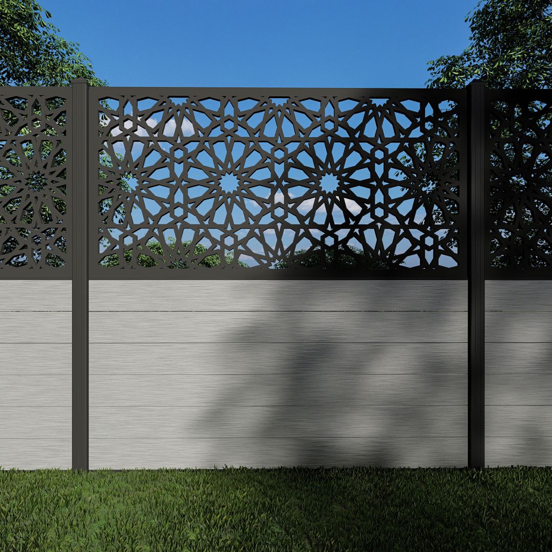 Composite Fence Panels with N°216 90cm Screen (Inc Aluminium Posts)