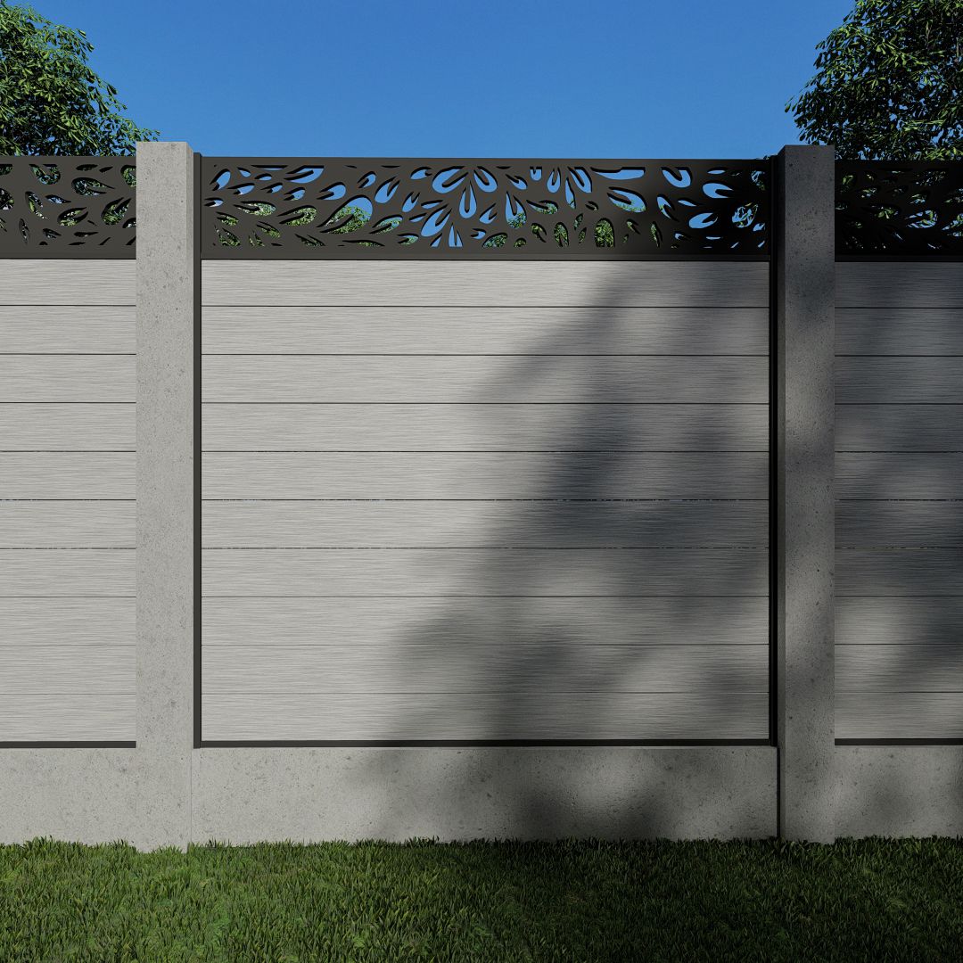 Composite Fence Panels with N°4 30cm Screen (For Concrete Posts)