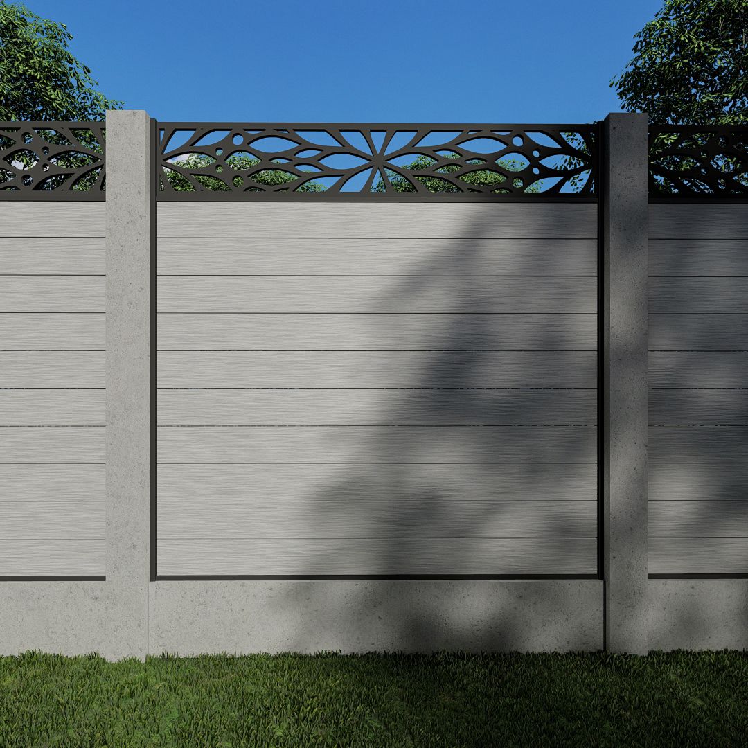 Composite Fence Panels with N°5 30cm Screen (For Concrete Posts)