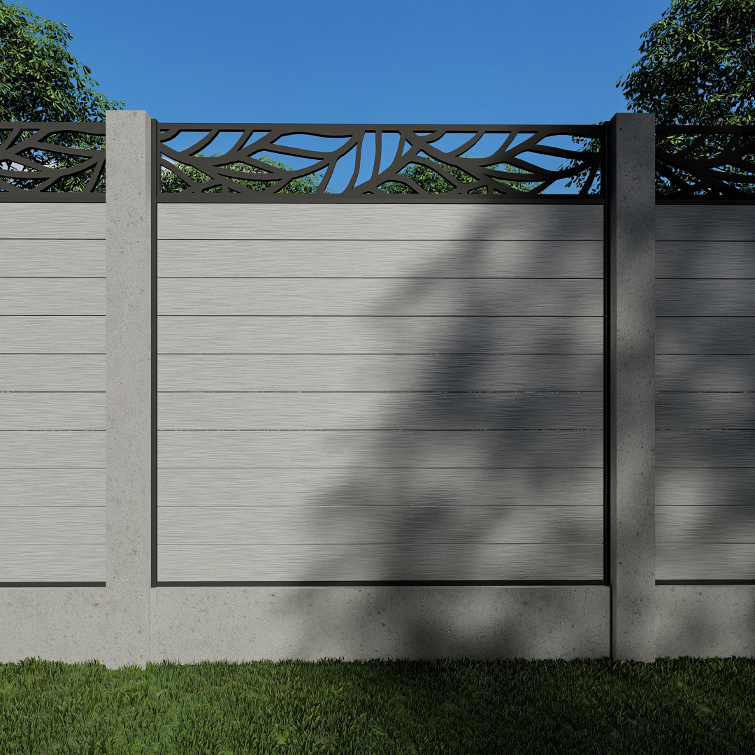 Composite Fence Panels with N°41 30cm Screen (For Concrete Posts)