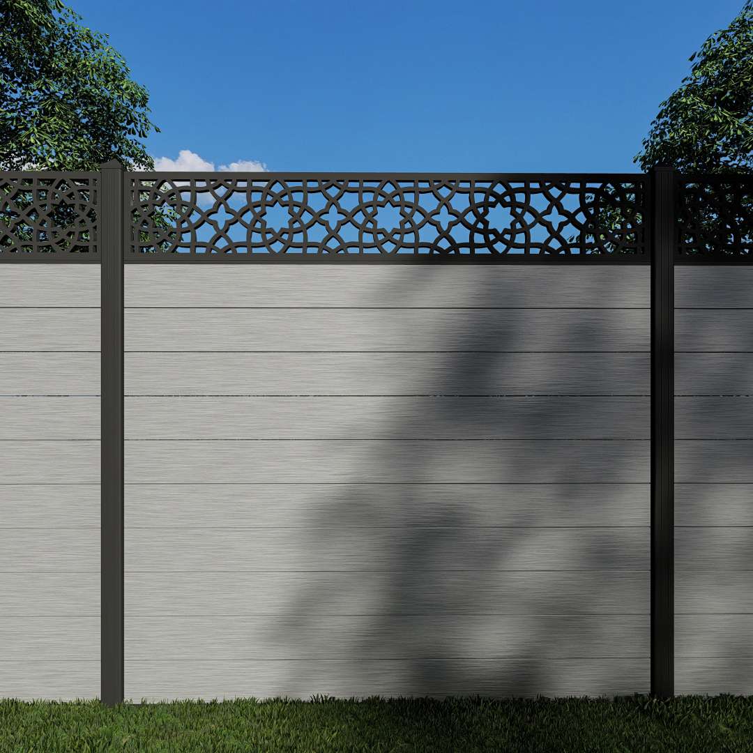 Composite Fence Panels with 30cm Alhambra Trellis (Inc Aluminium Posts)