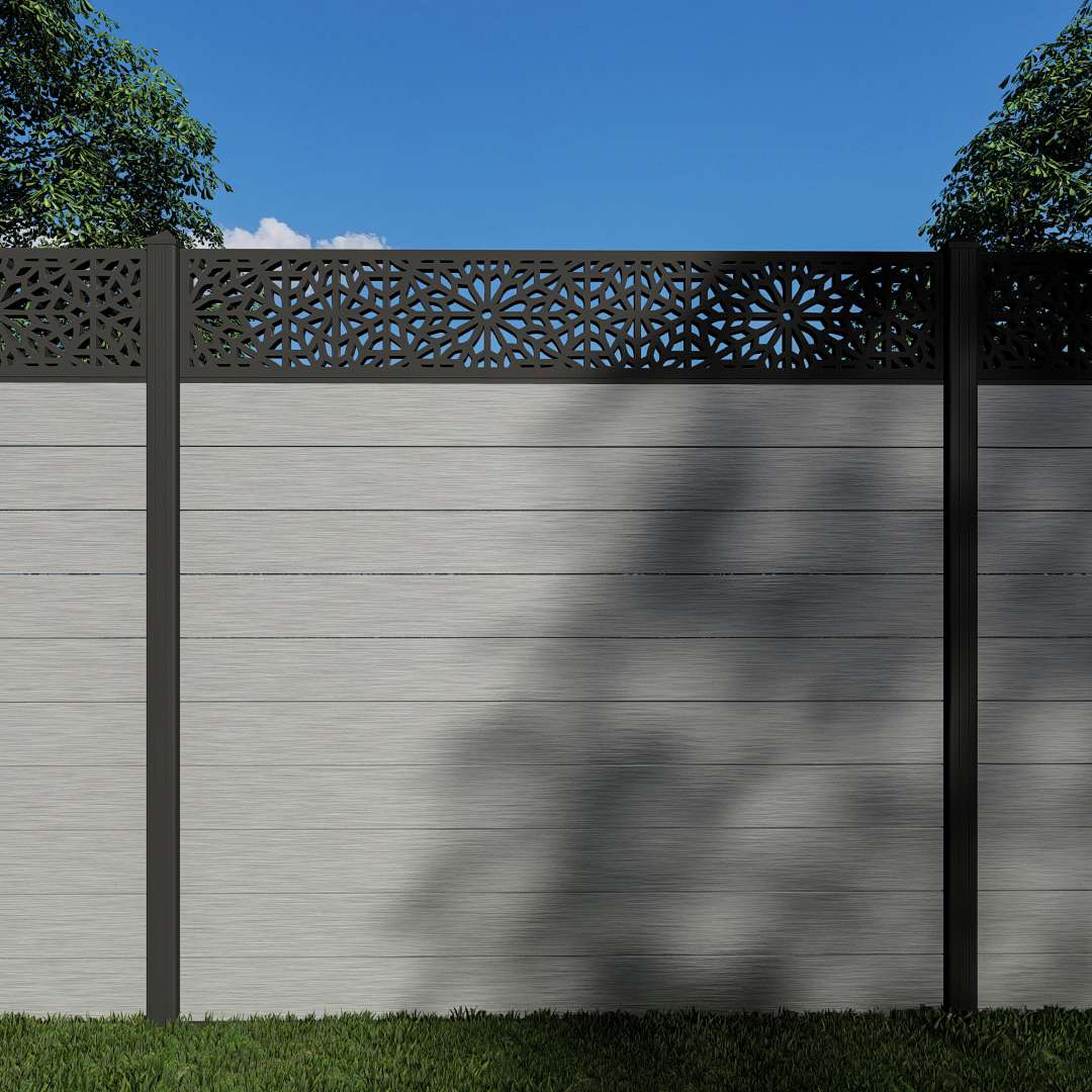 Composite Fence Panels with 30cm Moucharabiya Trellis (Inc Aluminium Posts)