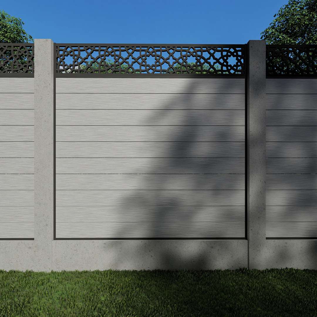 Composite Fence Panels with 30cm Alhambra Screen (For Concrete Posts)