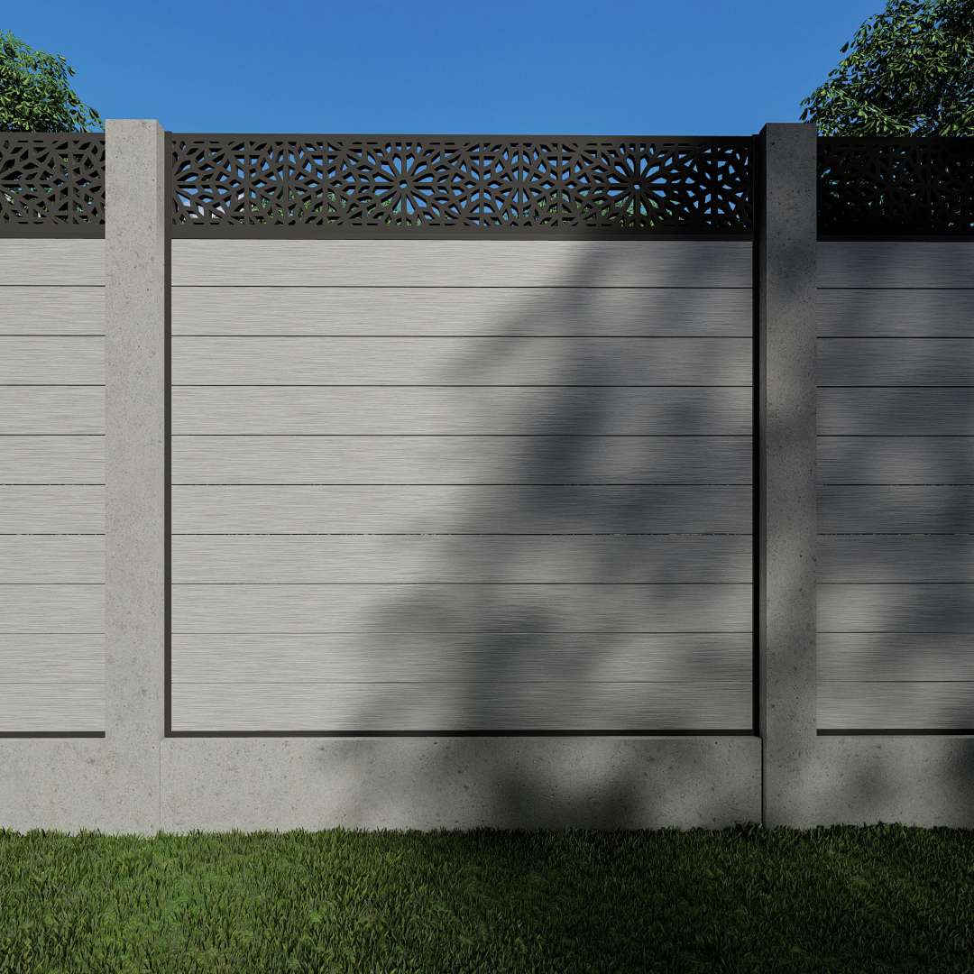 Composite Fence Panels with 30cm Moucharabiya Screen (For Concrete Posts)