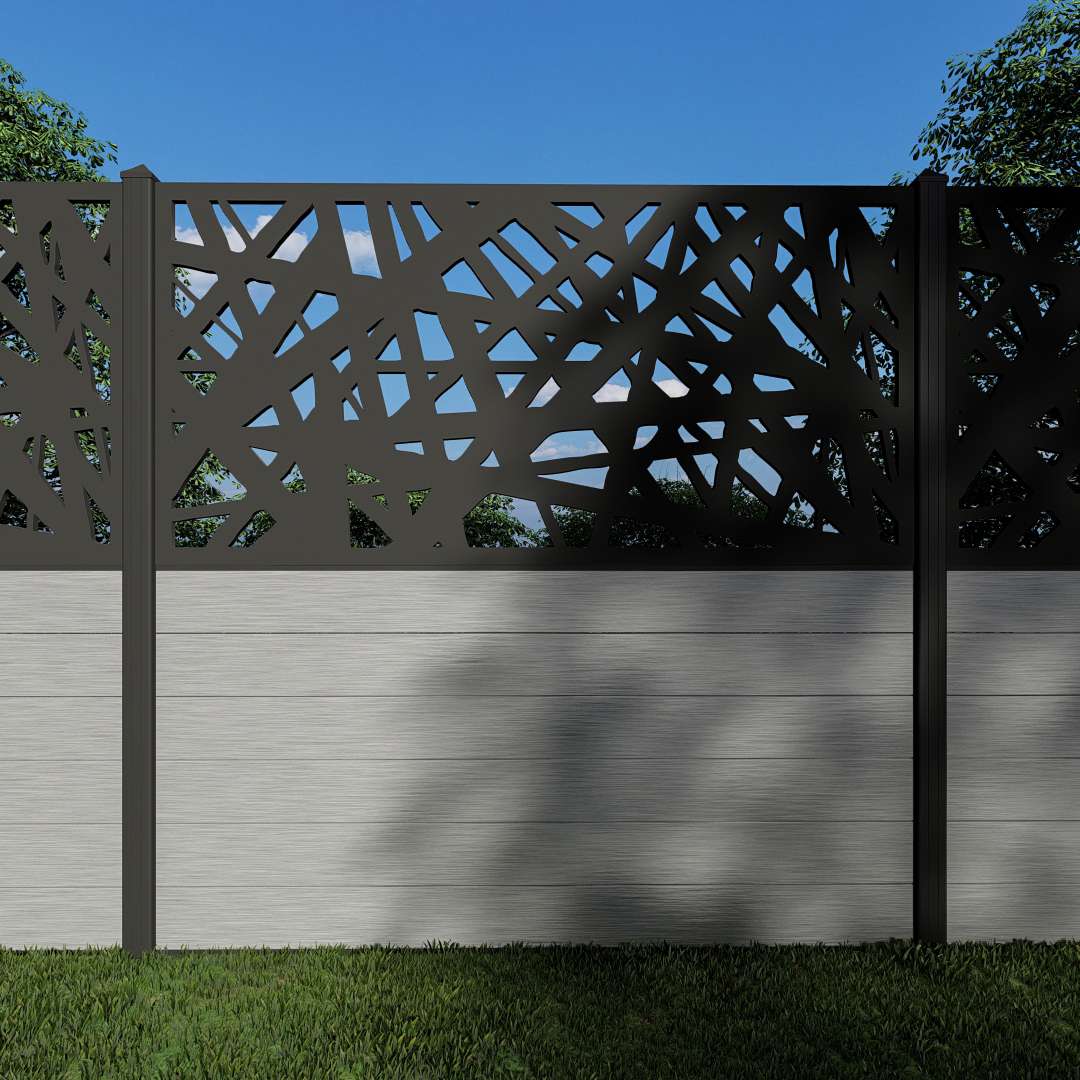 Composite Fence Panels with 90cm Kerplunk Screen (Inc Aluminium Posts)