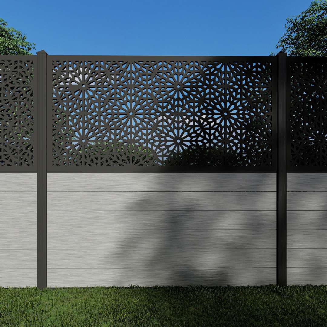 Composite Fence Panels with 90cm Moucharabiya Screen (Inc Aluminium Posts)
