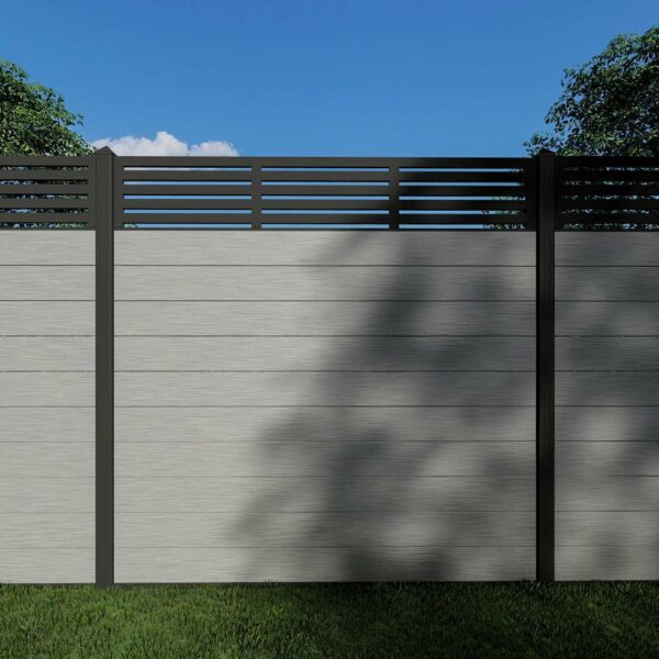 Composite Fence Panels with 30cm Slatted Trellis (Inc Aluminium Posts)