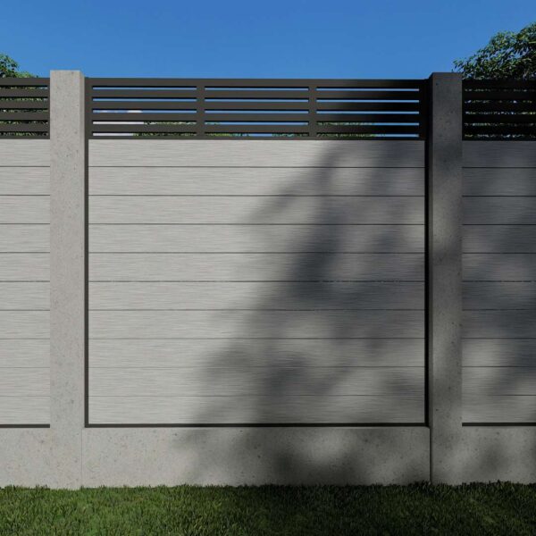 Composite Fence Panels with 30cm Slatted Screen (For Concrete Posts)