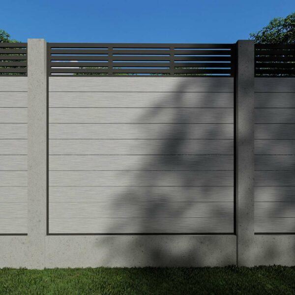 Composite Fence Panels with 30cm Slatted Screen (For Concrete Posts)