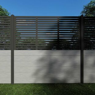 Composite Fence Panels with 90cm Slatted Screen (Inc Aluminium Posts)