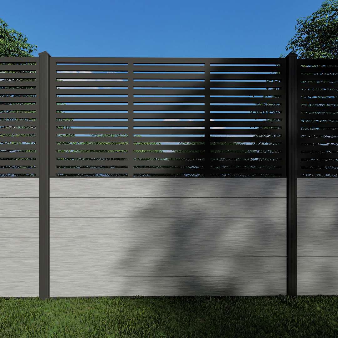 Composite Fence Panels with 90cm Slatted Screen (Inc Aluminium Posts)