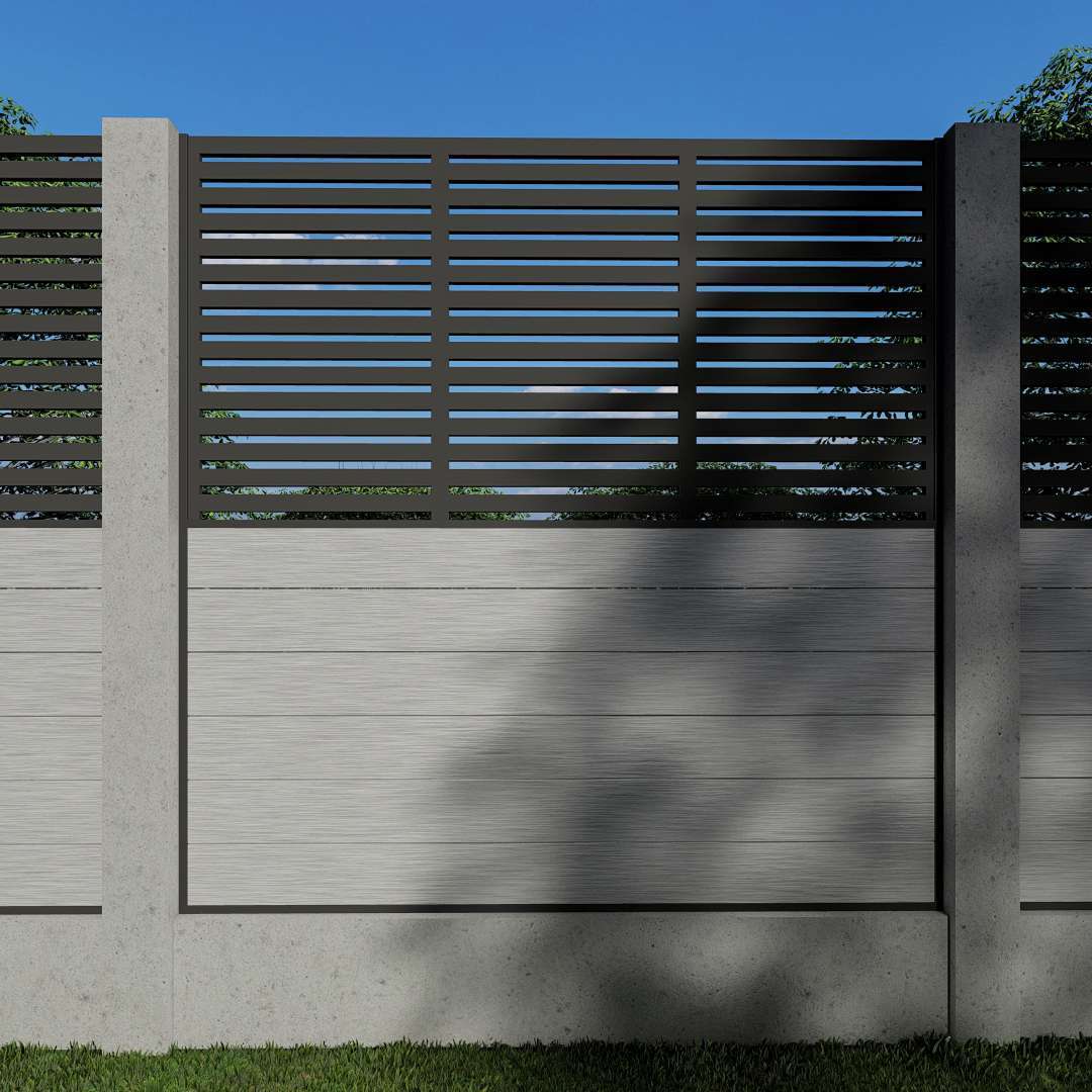 Composite Fence Panels with 90cm Slatted Screen (For Concrete Posts)