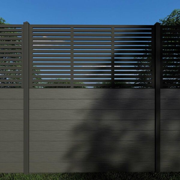 Composite Fence Panels with 90cm Slatted Screen (Inc Aluminium Posts)