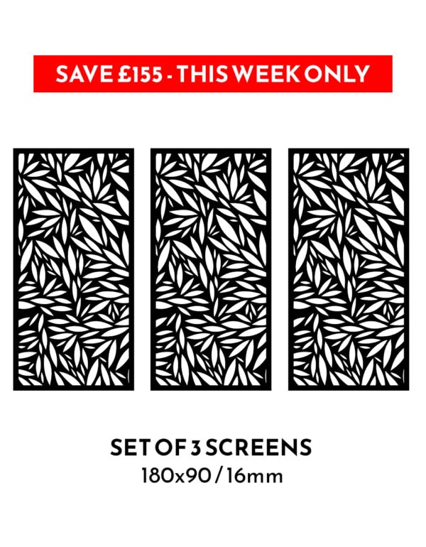 3 x No258 180x90cm 16mm Garden Screens - SAVE £155