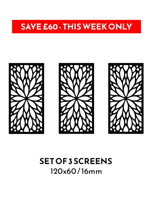 3 x No5 120x60cm 16mm Garden Screens - SAVE £60