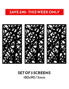 3 x Fusion 180x90cm 5mm Garden Screens – SAVE £90