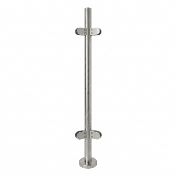 Stainless Steel Satin Glass Balustrade Corner Post With Post Cap
