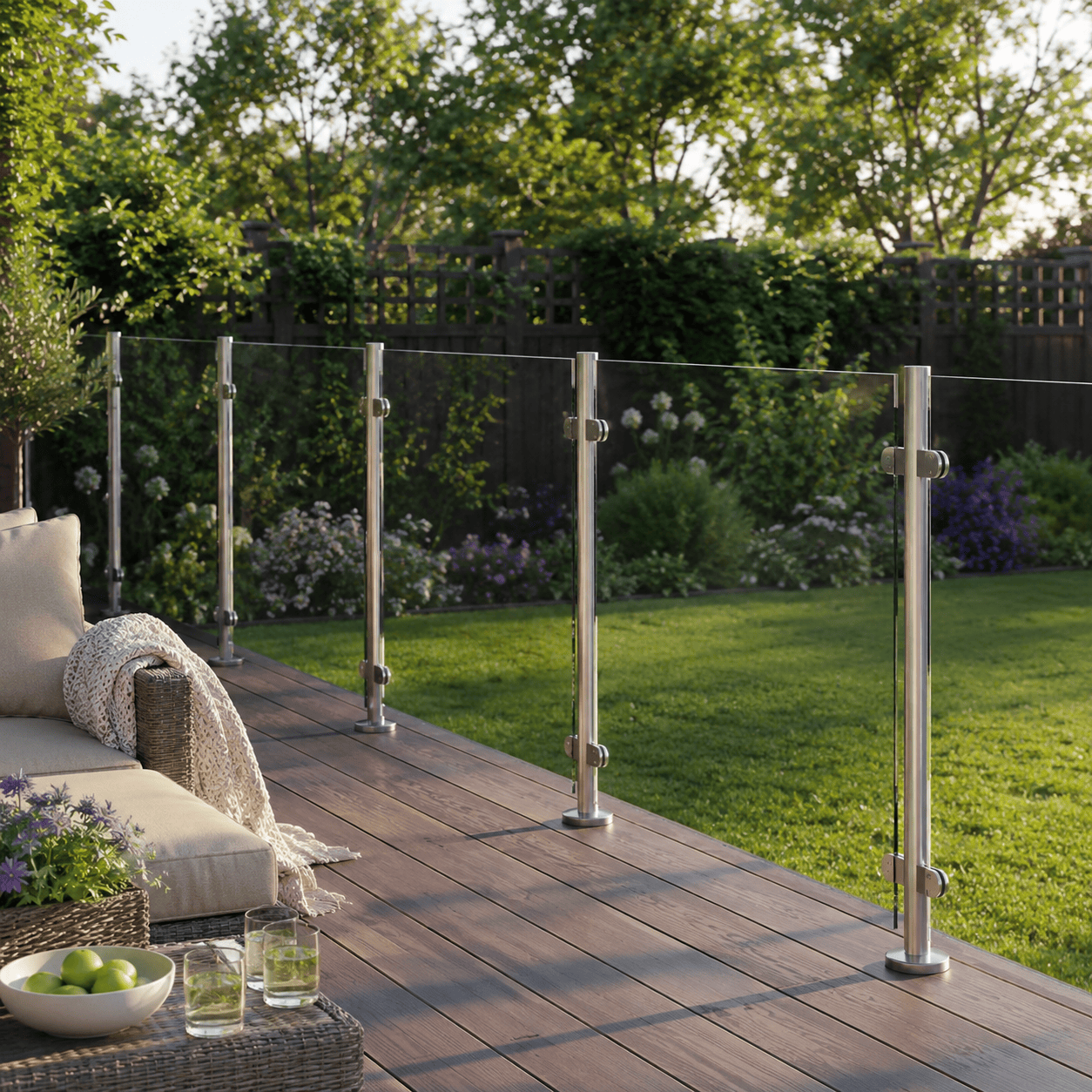 Glass balustrade on decking