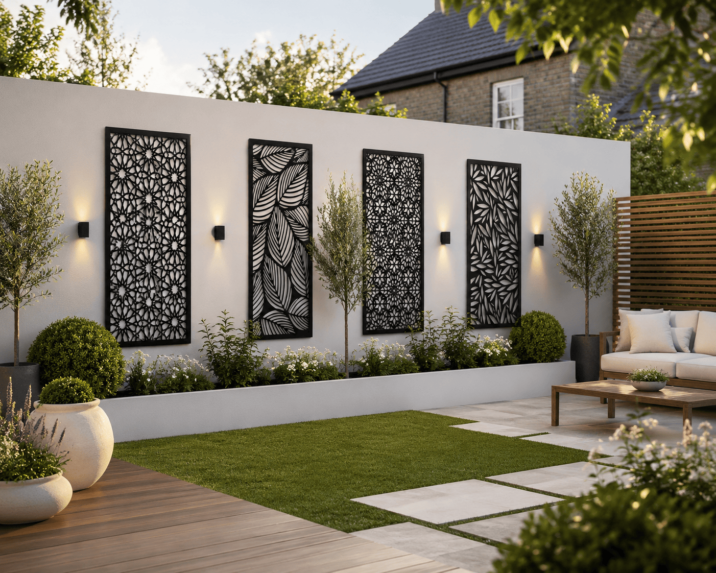 A selection of garden screen designs from the Luxury Screens collection