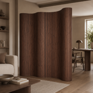 Bamboo Roll-Up Room Divider – Dark Walnut