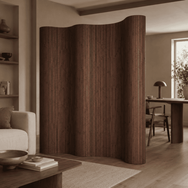 Bamboo Roll-Up Room Divider - Dark Walnut