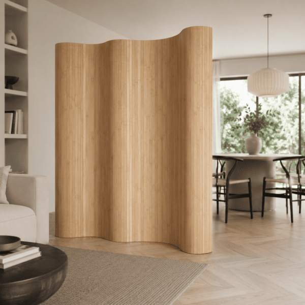 Bamboo Roll-Up Room Divider - Warm Oak